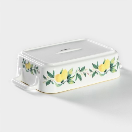 Form for baking of heat -resistant ceramics rectangular shade "lemon", 27 × 15 cm, white color-2