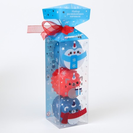 Gift set of developing tactile balls "Kruglyashi" 3 pcs., New Year's gift packaging-5