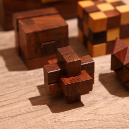 Puzzles in the box (set 4 pcs) 12x13x6 cm, wooden wood-4