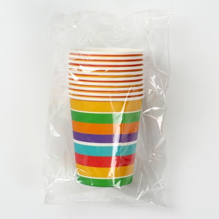 A one -time paper glass "Happy Birthday" Rainbow, 250 ml-3