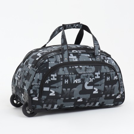 Road bag on wheels, lightning department, outer pocket, yellow color