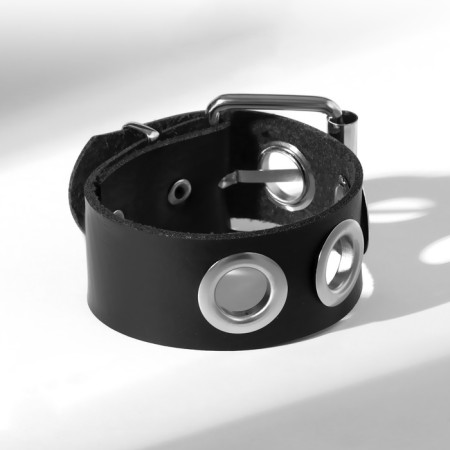 Bracelet Unisex "Hardcore" strap, black color in silver-2