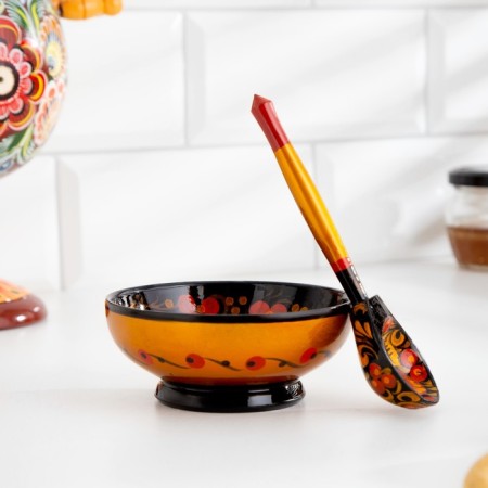 Set "Roset with a spoon", 10 × 4 × 10 cm, Khokhloma