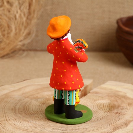 Dymkovo toy "Standing man with a chicken"-2