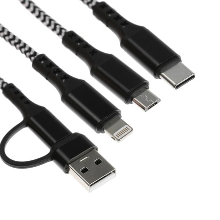 Cable 5 in 1 Mybit, Microusb/Type-C/Lightning-Type-C/USB, 3 A, 1.2 m, only charging, black-1