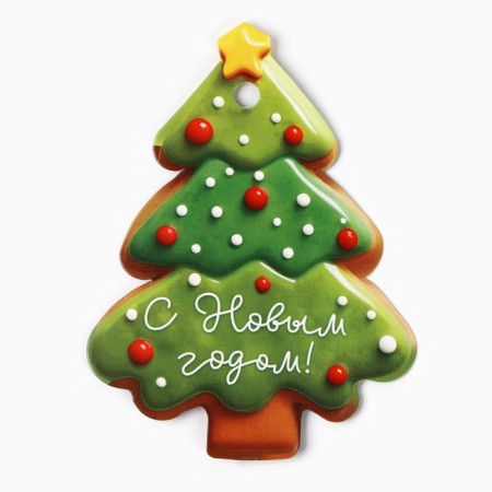 Schildik for a gift “Happy New Year!”, Ginger cookies Christmas tree, 6.3 x 8.3 cm, New Year-1