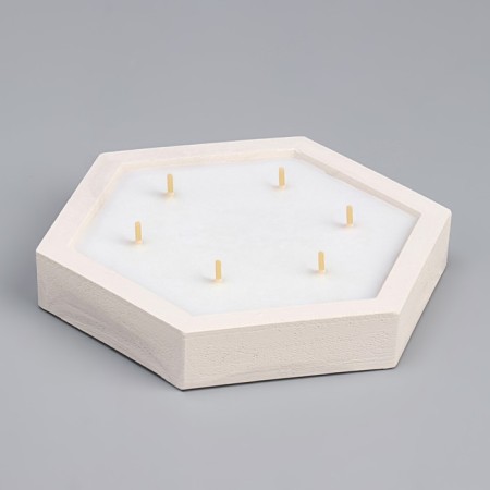 Figure Aromatic candle in concrete "hexagon", 14.5x2 cm, white, jasmine and patchouli-1