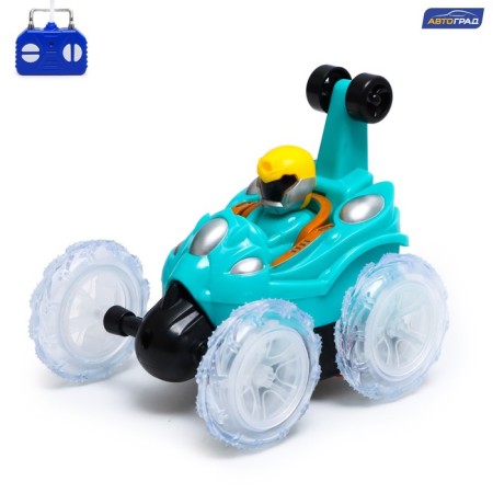 Radio-controlled “Trick” car, works on batteries, lighting effects, blue color, blue