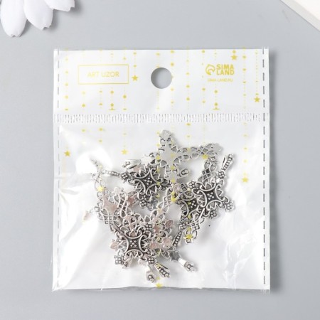 Decor for creativity Metal "Cross Pattern" silver 2.1x3.8 cm-3