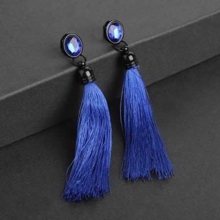 Earrings Assorted the “brushes” oval, blue color, l brush 8.5 cm