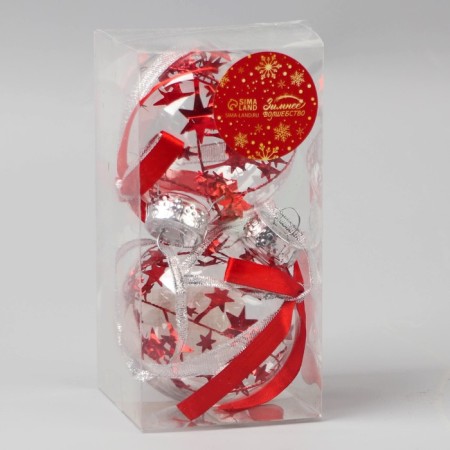 Set of balls plastic D-8 cm, 2 pcs "Fiesta" stars, red-1