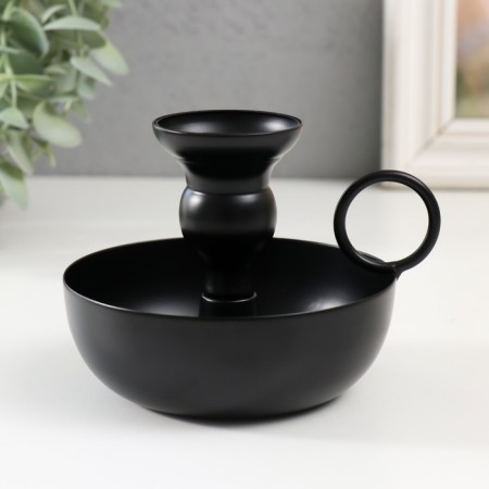 Summier Metal for 1 candle with a handle "Witte with a bowl" d = 2.6 cm black 10x10x8.5 cm-1