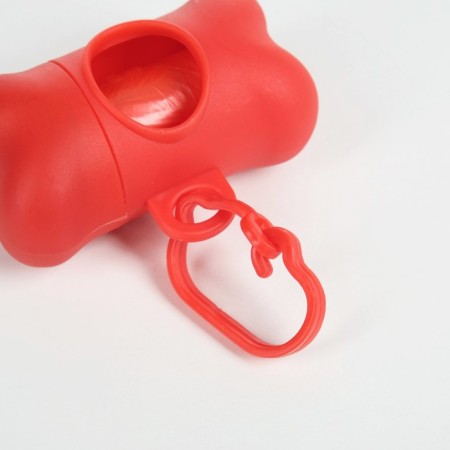 Container-button with cleaning bags (roll 15 bags 29x21 cm), red-4
