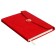 Organizer on the rings A6+, 80 sheets, leatherette, with a valve, a line, with a handle, in a gift box, red