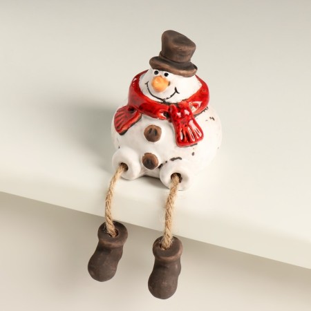 Souvenir Ceramics "Snowman in a hat with hanging legs" 6.3x6.7x7.7 cm-1