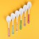 A baby spoon for bamboo feeding, oval shape, mix color