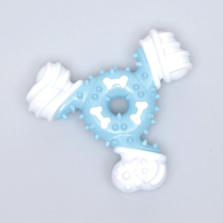 Two-layer toy (hard and soft plastic) "bone-triangle", 12 cm, blue-2