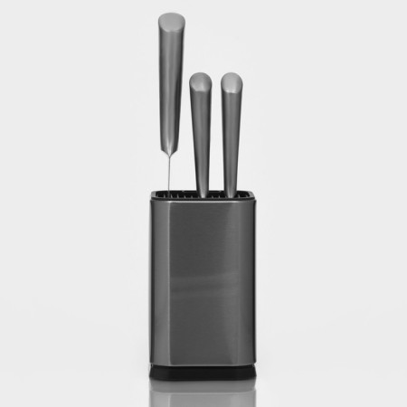 Magistro knife and scissors stand "metallic", 10 × 10 × 17 cm, silver color-2