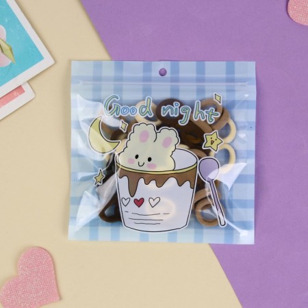 Hair gum "Good wishes" (set of 50 pcs) Funny rabbit, 2 cm, mix-1