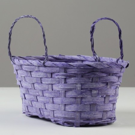 Wicker basket, d25 x 17 x 11/18 cm, purple, bamboo-1