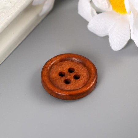 Decorative buttons "Round", wood, walnut color, 20 mm (set 24 pcs)-1