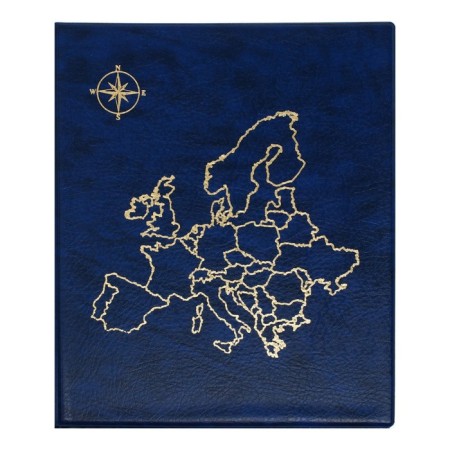 Album for coins on rings, Optima format 230 x 265 mm Calligrata "Map", includes up to 20 sheets, cover cover, blue