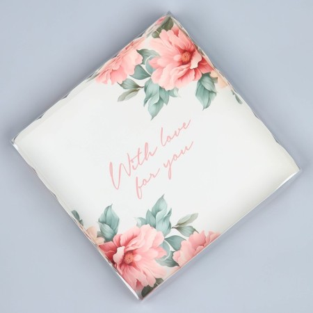Cookie box, confectionery packaging with PVC lid, with love for you, 21 x 21 x 3 cm-2