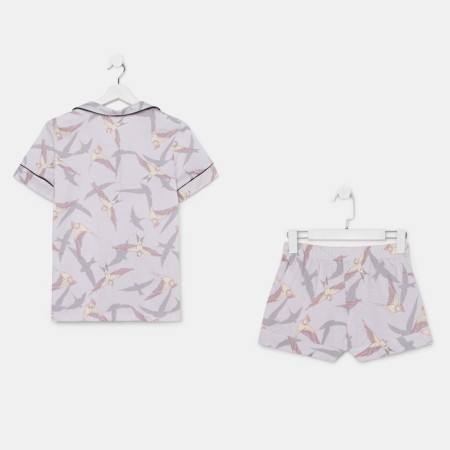 Female pajamas (shirt and shorts) Kaftan Birds p. 52-54, gray-10
