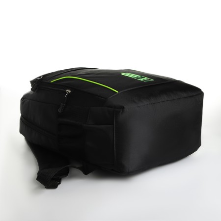 Young backpack from textiles with a zipper, 4 pockets, black/green color-4