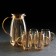 Magistro Golden Glass Set for Drinks, 5 objects: Bench 1.8 liters, 4 circles 300 ml, Golden color