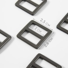 The buckle is regulatory, two -sided, internal width - 20 mm, thickness - 2.5 mm, 5 pcs, black nickel color