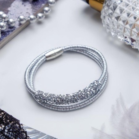Bracelet with “chantal” rhinestones, sophisticated, silver color, 6 cm-1