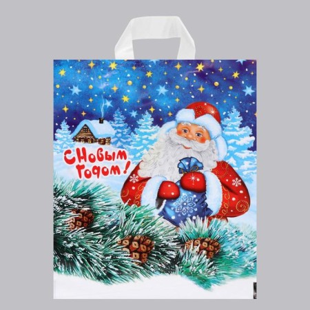 New Year. Package "Good grandfather", plastic with a loop pen, 28x35 cm.
