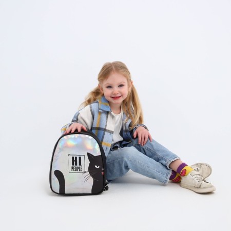 Backpack artificial leather, Hi PEOPLE, CAT, HOLROGRAP, 27 x 23 x 10 cm-5