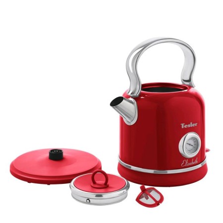 Electric kettle Tesler KT-1745 Red, metal, 1.7 l, 2200 watts, retro, red-1