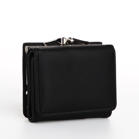 Women's wallet on the button, black color