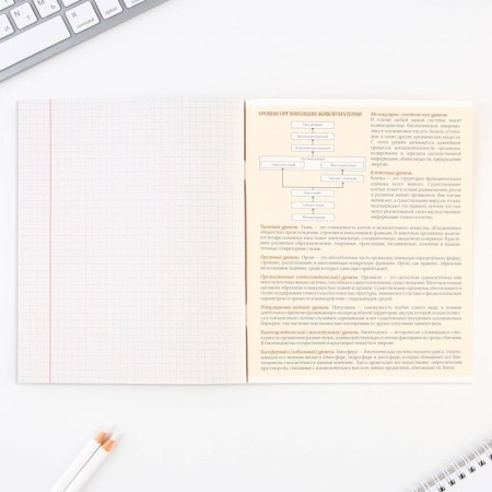 An objective note 48 sheets, A5, objects, with reference materials “September 1: Biology”, cover coated cardboard 230 gr., Inner block in a cage 80 gr., Whiteness up to 80%, block No. 2.-3