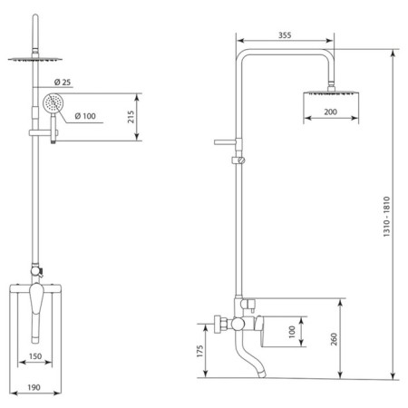 The shower system "Glory" steel f-od-zh61, tropical shower, shower set, black-4
