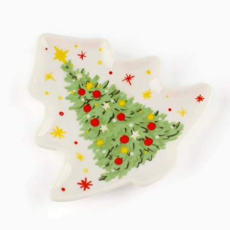 New Year! New Year's ceramic stand for a tea bag "Christmas tree", 8.7 x 8.5 cm, white color-1