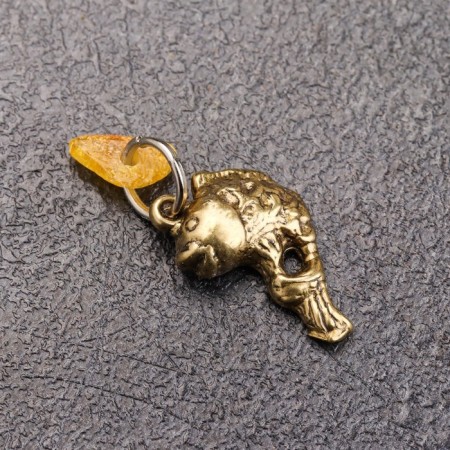 Front-Talisman "Fish", natural amber-1