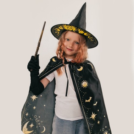 Carnival set "Lunar Witch", raincoat 70 cm, hat, gloves, wand-5