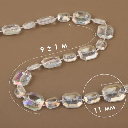 Beads on threads, with holography, 11 mm, 9 ± 1 m, transparent color