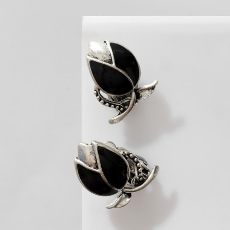 Clips "Flower" tulip, black color in black silver-1