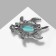 Brooch "Turtle" shell under turquoise, blue color in black silver