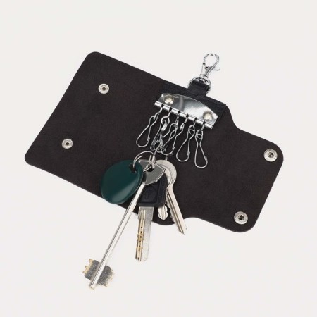 Key on the buttons, length 11 cm, 7 carabiners, black color-2