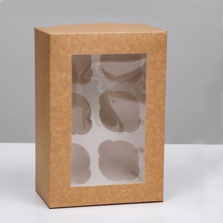 Packaging for 6 cupcakes with a window, craft, 25 x 17 x 10 cm