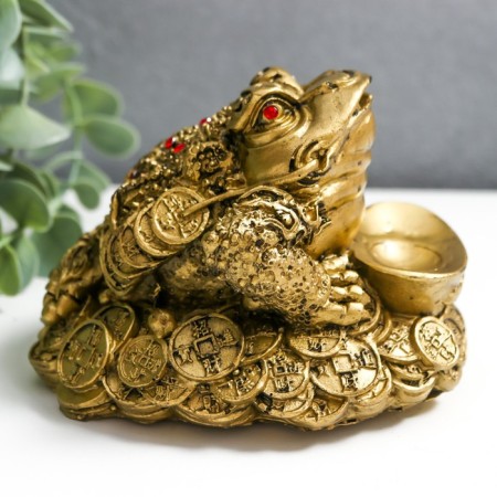 NECK Polystone for bronze "Cash toad on coins and gold ingots" 7.5x9x11 cm-7