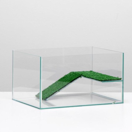 Terrarium for turtles 25 liters, without a lid with a shelf and a ladder, 40 x 29 x 22 cm