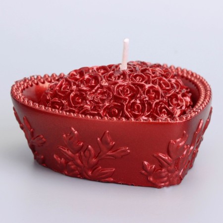 Candle "Heart" 9x4.5cm, ruby-1