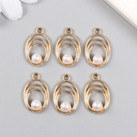 Decor for creativity Metal, plastic "Obval with a bead" 1.2x2 cm-2